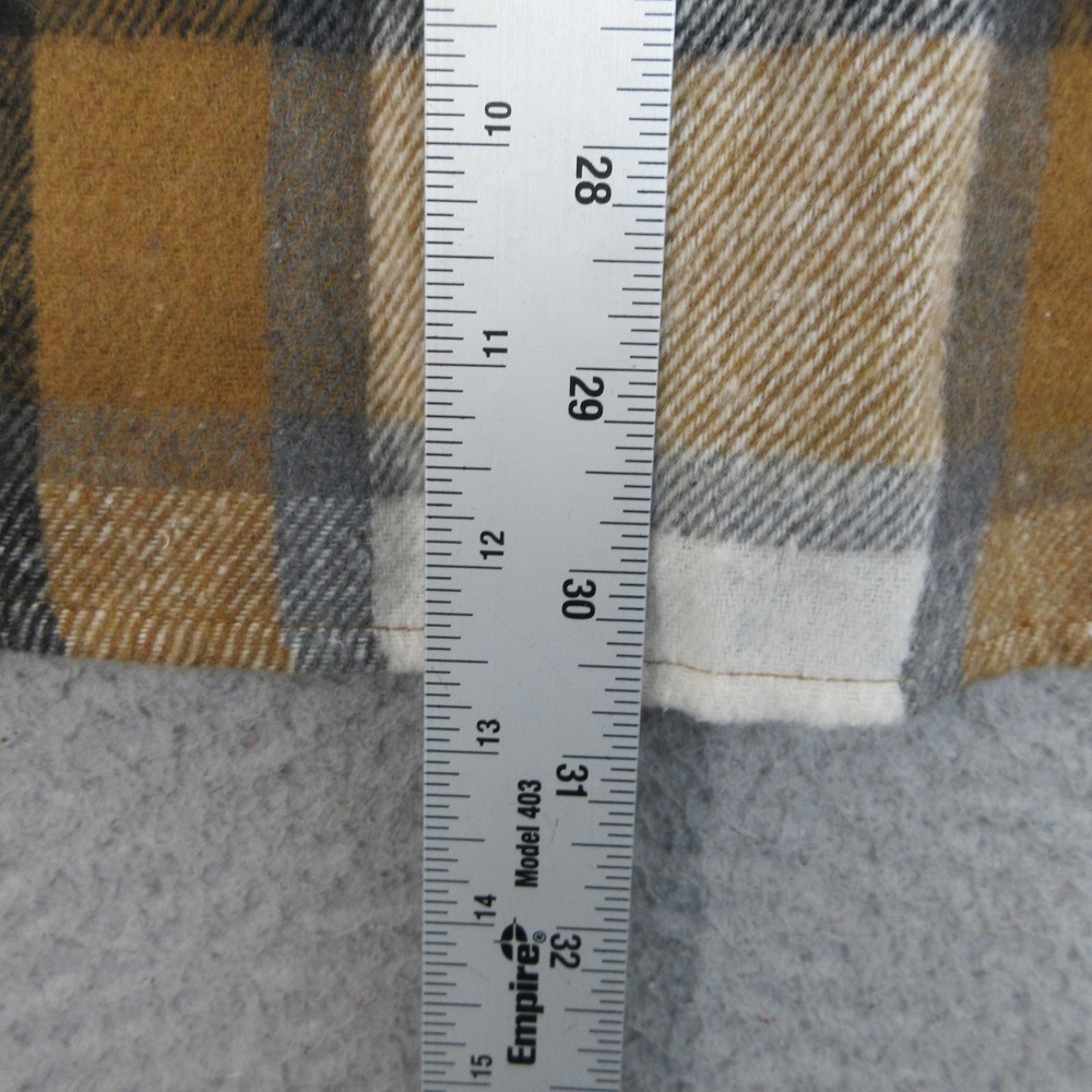 Plaid Oversized Shacket Women M Tan White Flannel Shirt Jacket Pockets Automet - Picture 15 of 16